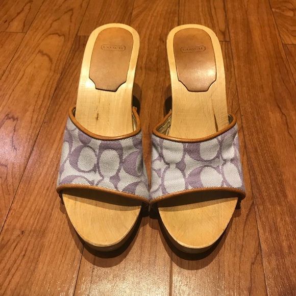 Coach Shoes - Coach Brenda Wooden Heels Slides